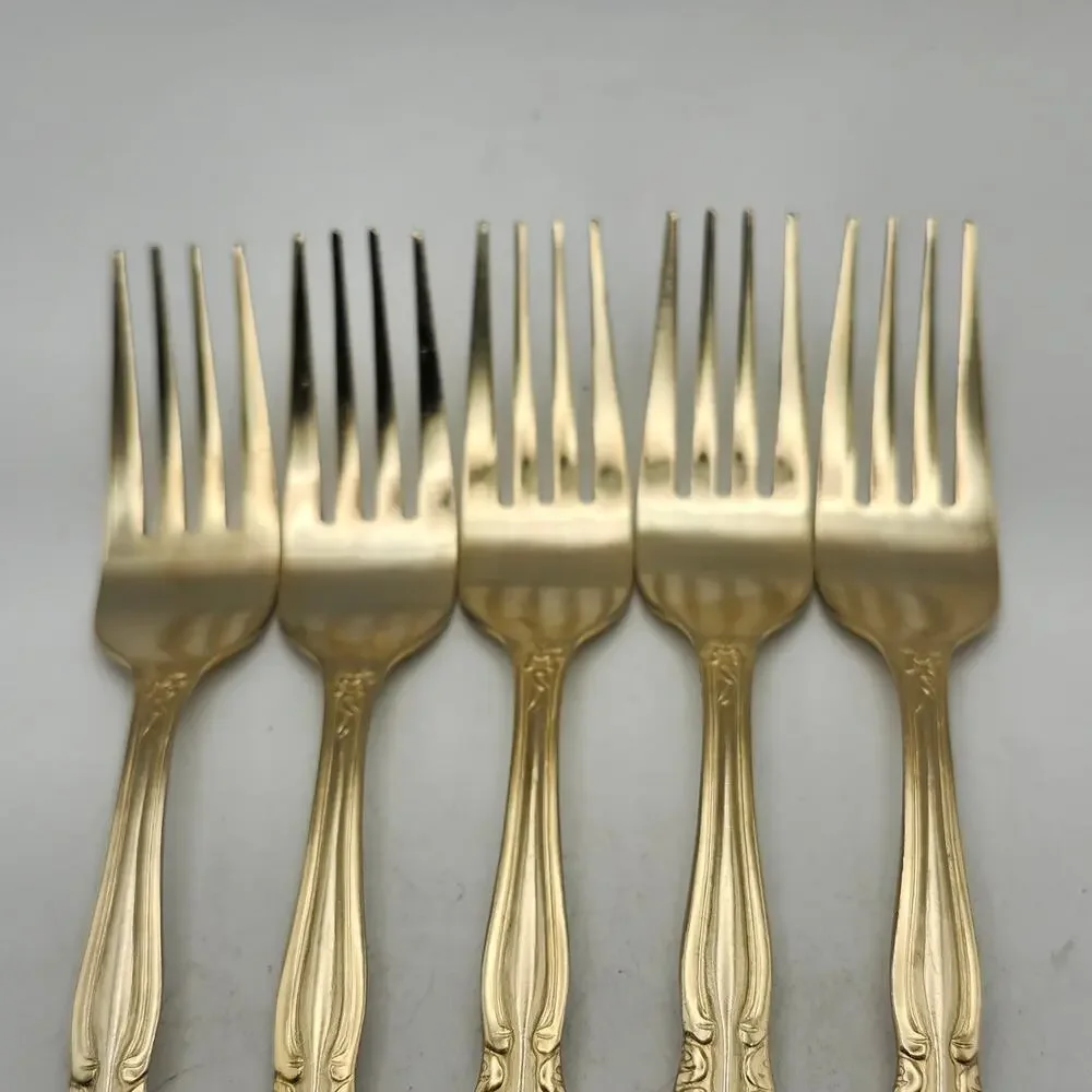 International Silver San Marcos Gold Electroplate Lot 5 Dinner Forks 7 5/8 In
